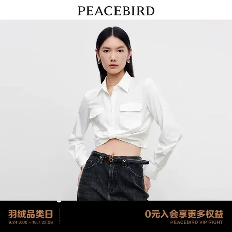 太平鸟商场同款设计感衬衫上衣女长袖白色2023秋装新款A1CDD3101图片