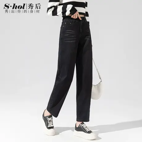 秀后九分老爹裤子女2023秋季宽松休闲百搭梨形身材牛仔香蕉裤商品大图