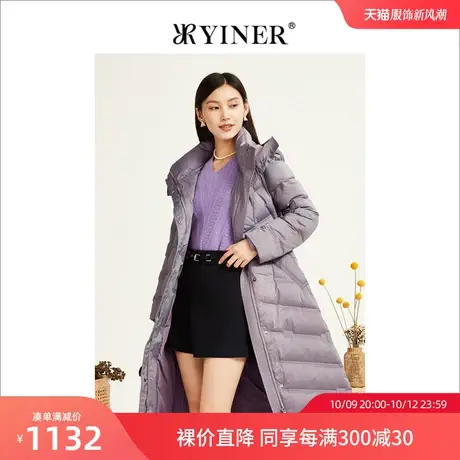YINER音儿女装2022冬新款收腰高领鸭绒羽绒服商品大图