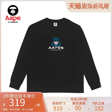 Aape旗舰店男装秋冬猿颜字母日式图案印花长袖T恤1219XXJ商品大图