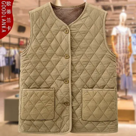 大码中年妈妈秋冬加厚马夹女200斤宽松时尚加绒兔毛保暖马甲外套商品大图