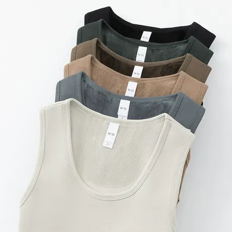 男士背心2023新款保暖运动坎肩冬季加绒加厚内穿无袖吊带打底马甲商品大图