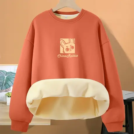 ZR真维斯卫衣女秋冬2023新款摇粒绒加绒加厚圆领时尚女装外套卫衣图片