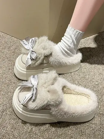 棉拖鞋冬季2023新款女士室内居家包跟月子鞋厚保暖防滑雪地靴加绒商品大图