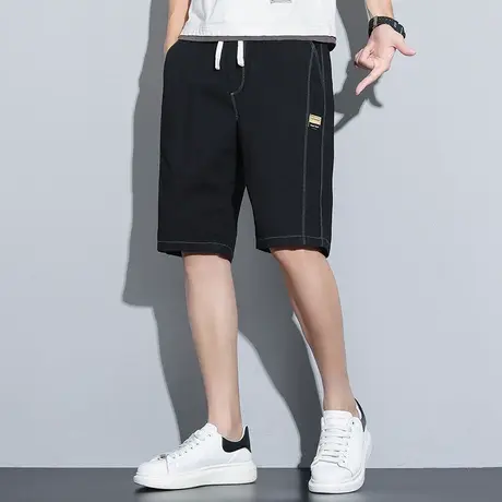 唐狮2023夏季新款休闲短裤男薄款显瘦直筒中裤黑灰色五分裤潮牌TG商品大图