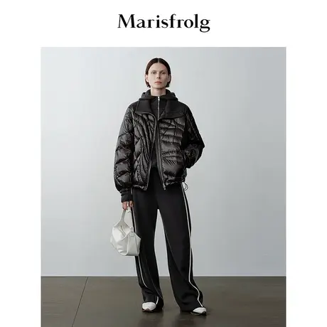 【商场同款】玛丝菲尔冬季新款灰咖色松紧腰弧形休闲裤女商品大图