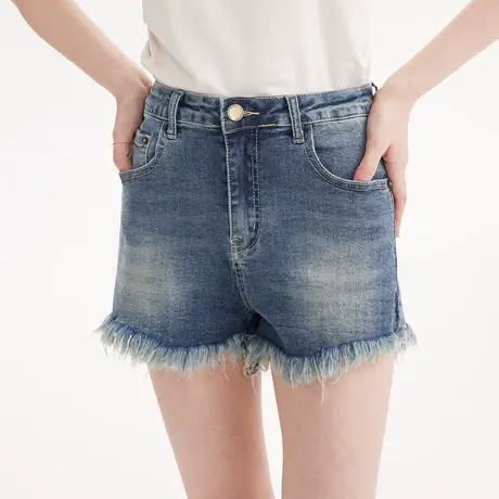 尔给美式复古辣妹a字毛边牛仔小短裤2023新款小众设计感热裤女夏图片