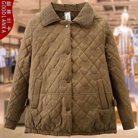 大码中年妈妈冬季加厚短款羽绒棉服宽松洋气翻领加绒棉袄棉衣外套商品大图