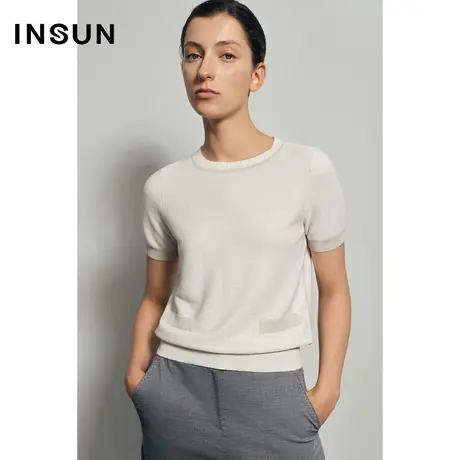 INSUN恩裳夏季版型肌理感潮流针织衫短袖装商品大图