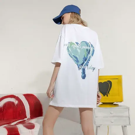 YEP纯棉白色t恤女短袖洋气遮肉夏装原创设计潮牌oversize宽松上衣图片