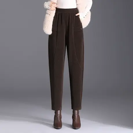 时尚条绒哈伦裤女秋冬2023新款松紧腰宽松遮胯休闲裤显瘦萝卜裤子图片