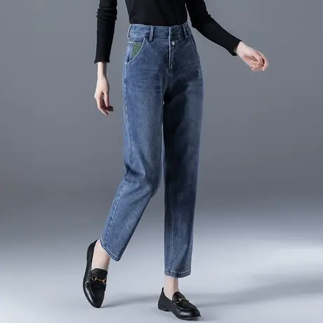 哈伦牛仔裤女宽松女裤春秋2024年新款妈妈秋季高腰女士休闲萝卜裤图片