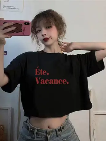 欧洲站春装仿棉短袖T恤女2023新款宽松休闲百搭圆领打底衫上衣潮图片