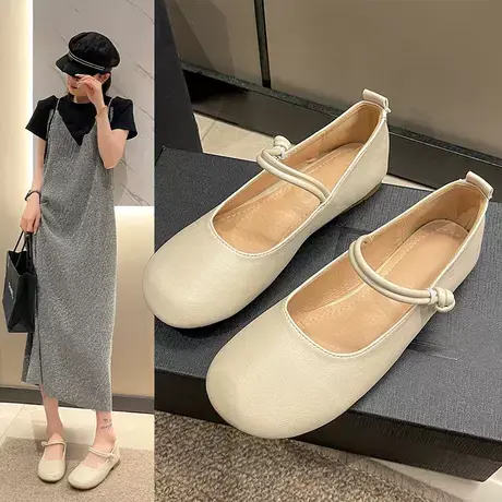 法式玛丽珍鞋女2023春夏孕妇软底豆豆鞋平底奶奶鞋温柔配裙子单鞋商品大图