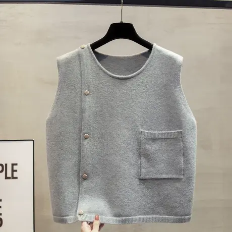 圆领针织马甲背心女2025春秋新款宽松外穿马夹叠穿外搭毛衣坎肩潮商品大图