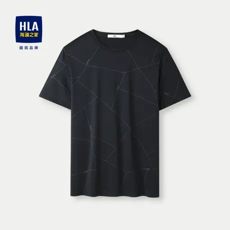HLA/海澜之家含桑蚕丝短袖T恤2024春夏新款圆领丝光工艺花纹短T男图片