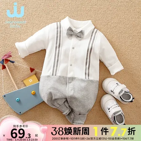 GP真维斯婴童装 2024春季新款 纯棉新生儿可爱长袖连体服对开哈衣商品大图