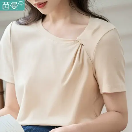 茵曼官方旗舰店短袖T恤女装半袖2024新款夏季小众设计感上衣原创商品大图