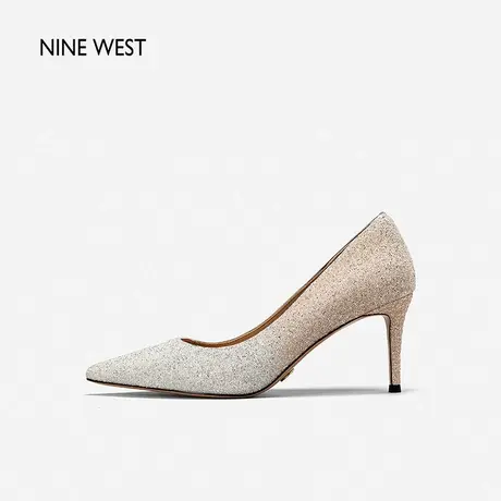 Nine West/玖熙高跟鞋女2023年秋季新款婚鞋细跟闪片新娘鞋单鞋商品大图