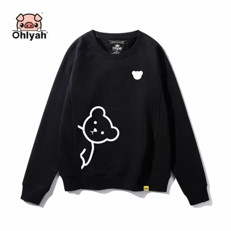 加绒加厚卫衣女男情侣装小熊韩版宽松圆领学生休闲运动长袖上衣服商品大图