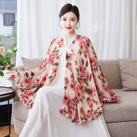 超仙洋气雪纺外搭开衫女夏季薄款防晒衣2022新款披风外套减龄百搭商品大图