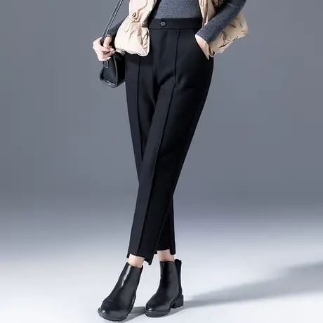 黑色毛呢裤子女秋冬2023新款冬季羊毛女裤萝卜哈伦裤九分裤西装裤商品大图