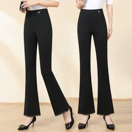 大码微喇裤女春秋2023年新款修身显瘦马蹄裤韩版高腰小个子鱼尾裤图片