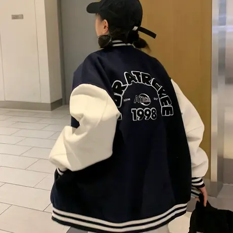 外套女2023新款春秋小个子高级感炸街上衣美式复古运动夹克棒球服图片
