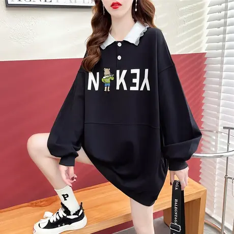 早秋装翻领polo衫卫衣女春秋季韩版宽松薄款初秋上衣外套连衣裙子图片
