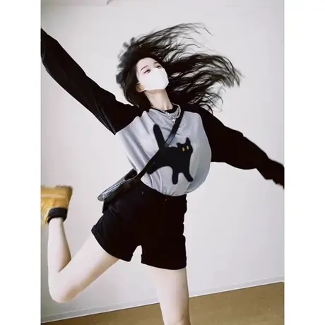 2023年新款纯棉内搭打底衫女春秋洋气减龄韩版宽松插肩长袖T恤潮商品大图