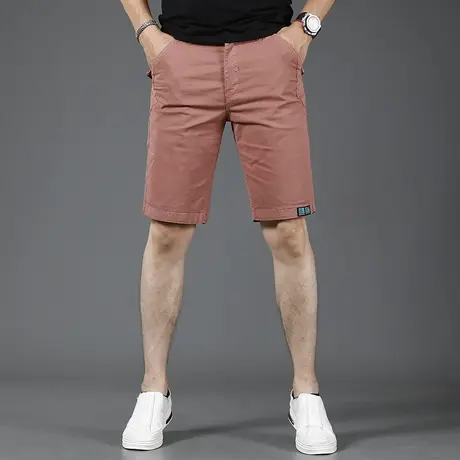 砖红色休闲短裤男五分裤夏季2023新款修身潮流男士薄款中裤子外穿商品大图