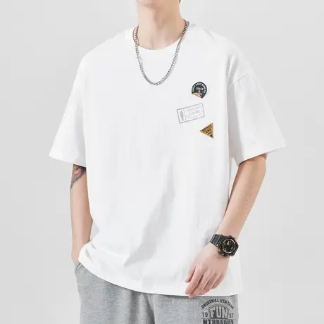 夏季男款宽松白色短袖T恤夏天男士纯棉潮流百搭情侣上衣夏款半袖商品大图