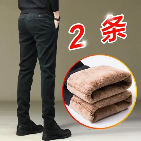 秋冬季男士加绒裤子2023新款潮男裤休闲长裤加厚宽松外穿保暖棉裤商品大图