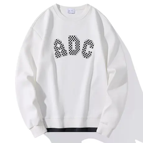 春季新款潮流百搭宽松卫衣男士印花字母圆领无帽长袖T恤上衣男装图片