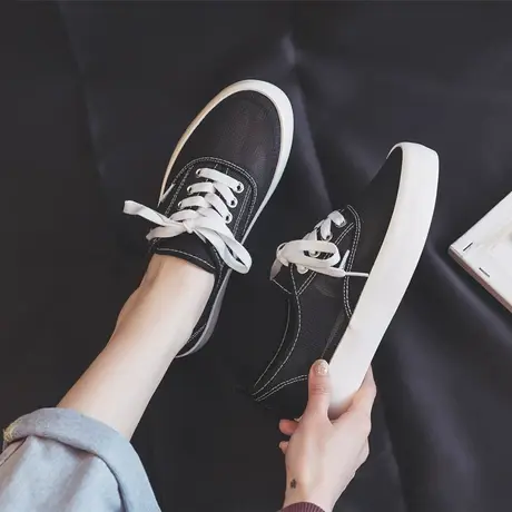 2023年新款夏季帆布鞋女学生韩版百搭平底鞋女网面镂空透气网鞋图片