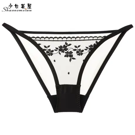少女美屋透明网纱透视诱惑性感女士三角内裤薄款舒适纯棉裆底裤头图片
