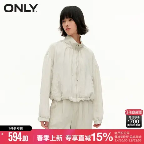 ONLY夏季气质百搭舒适潮流休闲高领长袖宽松短款外套女商品大图