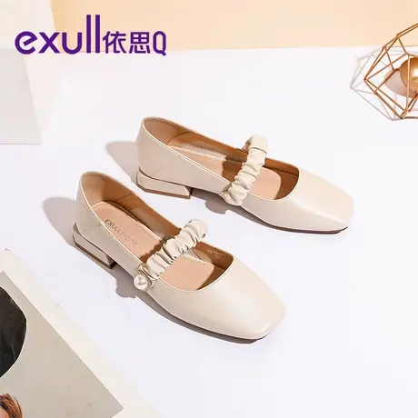 【商场同款】玛丽珍单鞋女方头珍珠2024春季新款低跟温柔风小皮鞋商品大图