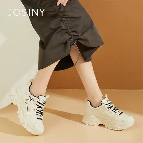 Josiny/卓诗尼2024春季新款厚底老爹鞋女爆款炸街百搭系带休闲鞋商品大图