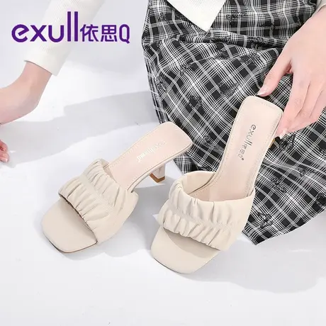 依思q拖鞋女秋天外穿2023秋季新款韩版人字拖鞋仙女风细跟高跟鞋商品大图