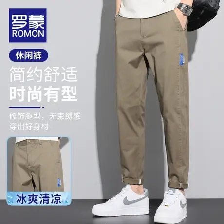 罗蒙纯棉夏季新款休闲裤男韩版潮流九分裤男士直筒运动修身长裤子商品大图