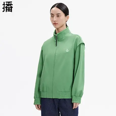 播短外套女2023秋季新款代购简约休闲宽松拼接立领拉链女款卫衣图片
