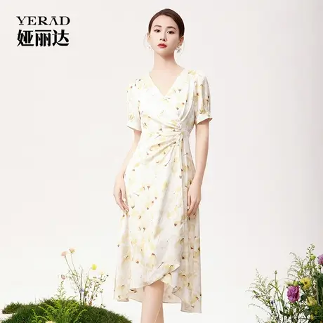 娅丽达商场同款度假风长裙女2025夏季新款不规则收腰碎花连衣裙图片