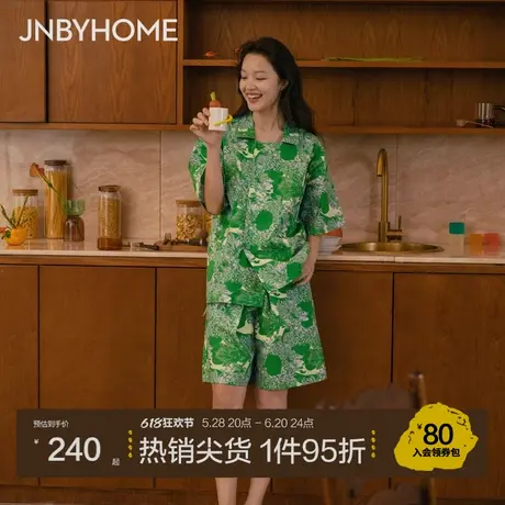JNBYHOME江南布衣春夏睡衣女短袖印花家居服度假风情侣可外穿商品大图