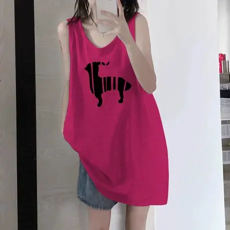 纯棉吊带运动背心无袖t恤女2024新款夏季外穿篮球服港风挂脖上衣图片