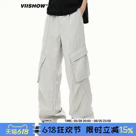 VIISHOW工装休闲裤男士弯刀裤2025年夏季潮牌宽松直筒阔腿长裤子商品大图