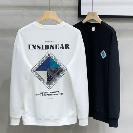 男士长袖卫衣男春秋潮牌2023新款潮男装衣服白色上衣秋季外套秋装商品大图