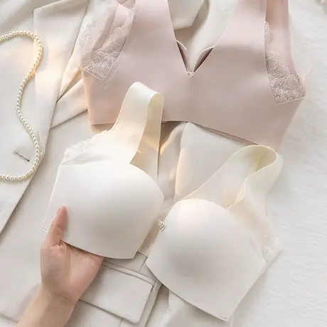 前扣内衣女小胸聚拢无痕舒适背心式胸罩上托无钢圈收副乳文胸套装商品大图