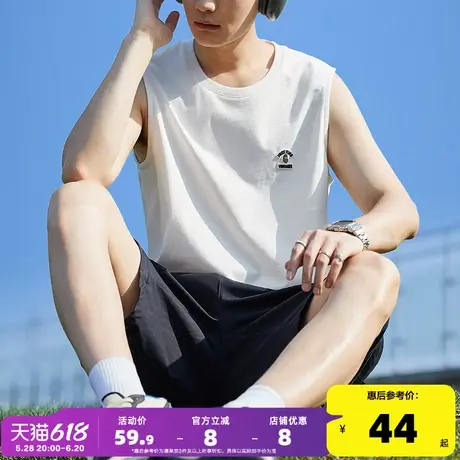 唐狮夏季新款男背心圆领无袖T恤简约打底汗衫内搭学生上衣白潮流t商品大图