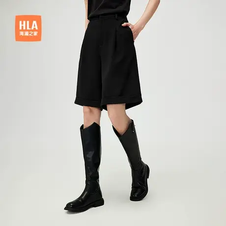 【含莱赛尔】HLA/海澜之家休闲西装短裤25春夏新宽松时尚裤子女装商品大图